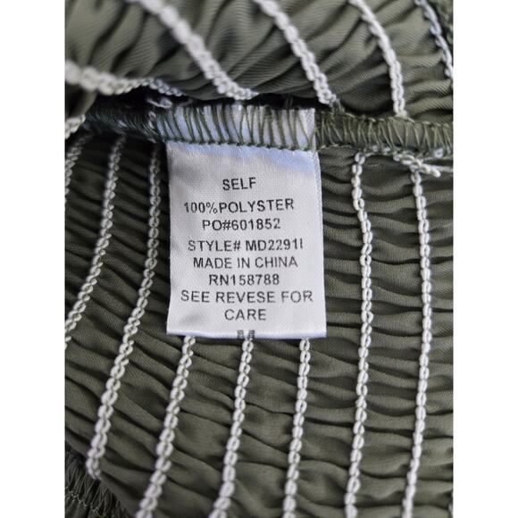 Mable Anthropologie Smocked Tiered Ruffled Olive Green Form Fitting Dress Sz M - Picture 7 of 11